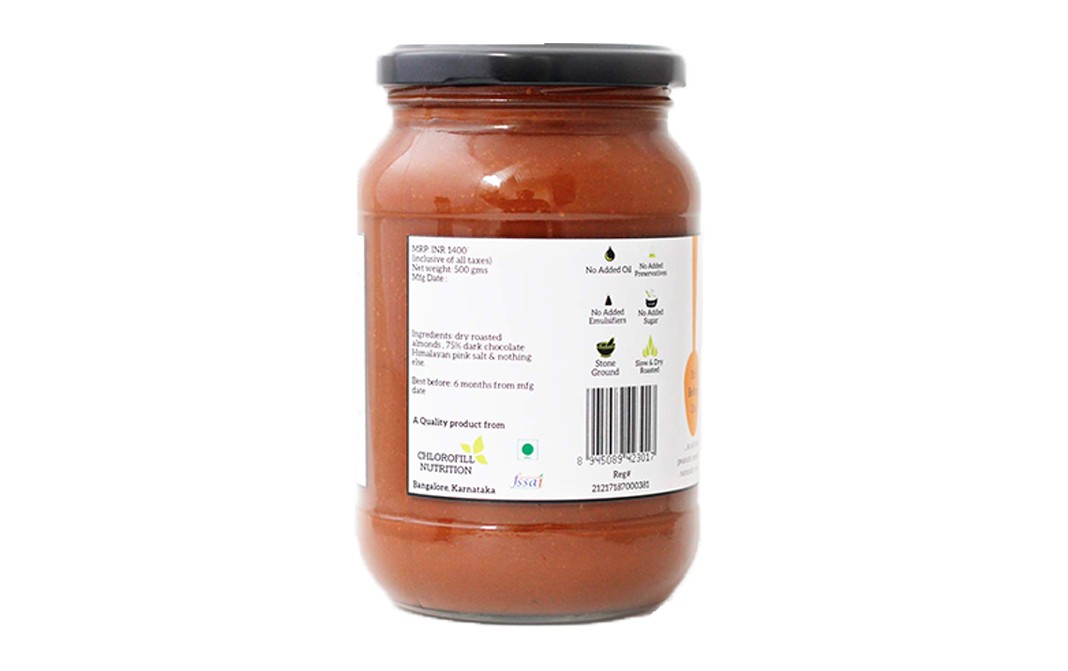 All Over Nuts 75% Dark Chocolate Almond Butter Creamy   Glass Jar  500 grams